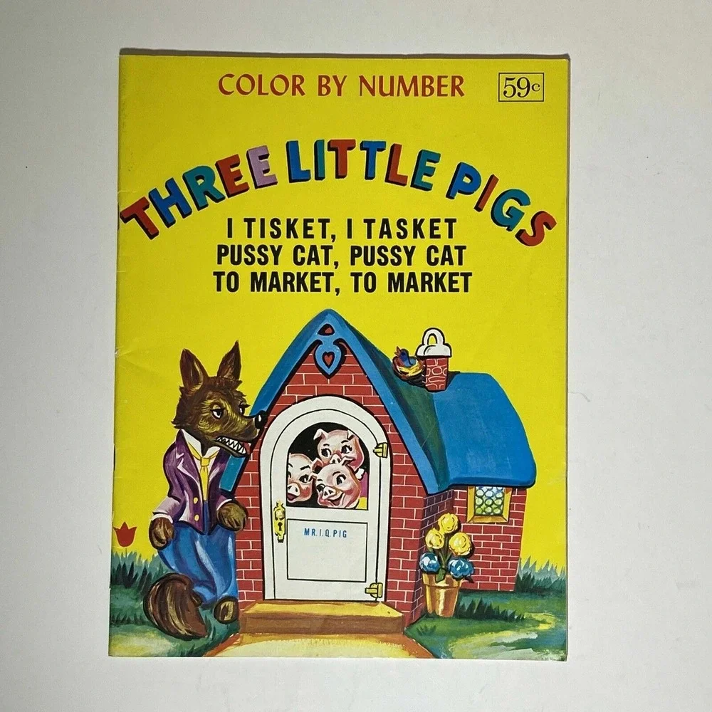 Three Little Pigs‎ Color By Number Coloring Book  Vintage Unused